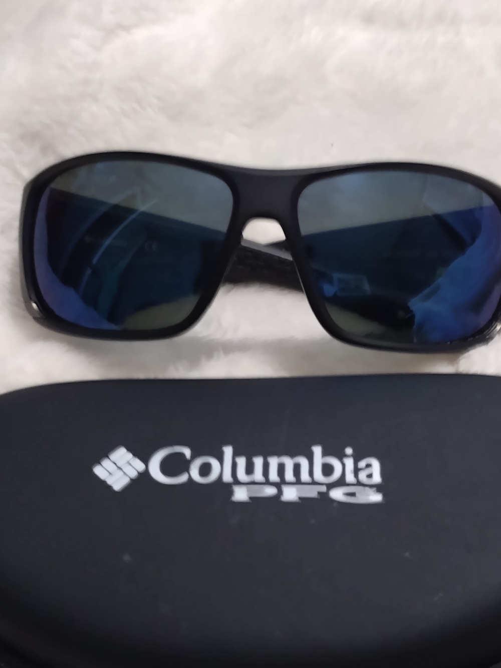 Columbia PFG Black Frame Blue Mirrored Lens Sunglasses Big Katuna 003 New NoTags
